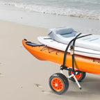Carrello per Kayak, capacità di carico di 90 kg, carrello per kayak pieghevole con pneumatici in gomma piena da 10 pollici e 1 cinghia a cricchetto, carrello per paddle board, nero+arancione