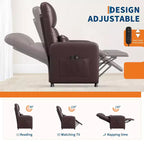 Poltrona reclinabile elettrica in similpelle con funzione calore e massaggio - Divano singolo ergonomico regolabile elettricamente, poltrona per home theater per soggiorno