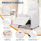 Poltrona reclinabile elettrica in similpelle con funzione calore e massaggio - Divano singolo ergonomico regolabile elettricamente, poltrona per home theater per soggiorno