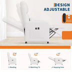 Poltrona reclinabile elettrica in similpelle con funzione calore e massaggio - Divano singolo ergonomico regolabile elettricamente, poltrona per home theater per soggiorno