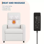 Poltrona reclinabile elettrica in similpelle con funzione calore e massaggio - Divano singolo ergonomico regolabile elettricamente, poltrona per home theater per soggiorno