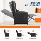 Poltrona reclinabile elettrica in similpelle con funzione calore e massaggio - Divano singolo ergonomico regolabile elettricamente, poltrona per home theater per soggiorno