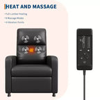 Poltrona reclinabile elettrica in similpelle con funzione calore e massaggio - Divano singolo ergonomico regolabile elettricamente, poltrona per home theater per soggiorno