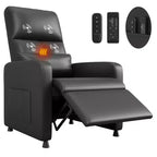 PU Leather Power Recliner Chair with Heat & Massage - Adjustable Electric Ergonomic Single Sofa, Home Theater Seating for Living Room