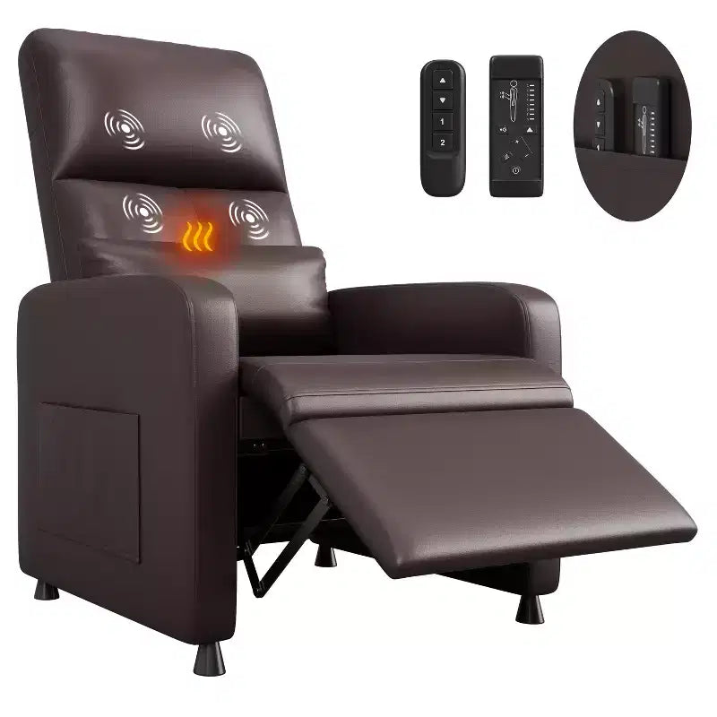 Poltrona reclinabile elettrica in similpelle con funzione calore e massaggio - Divano singolo ergonomico regolabile elettricamente, poltrona per home theater per soggiorno