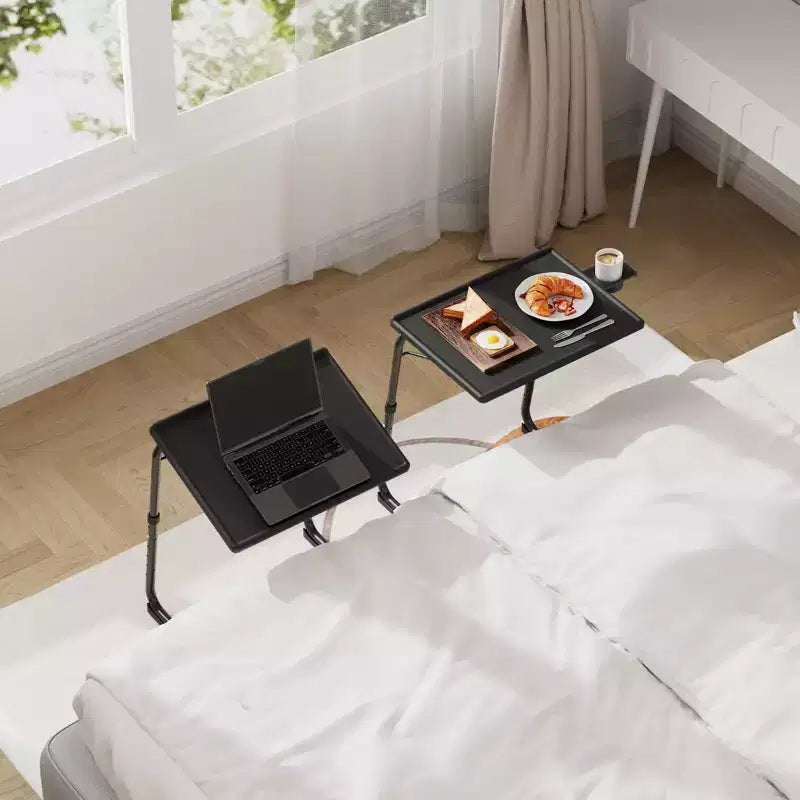Tavolino vassoio TV, vassoio pieghevole portatile da scrivania, vassoi da tavolo per divano per mangiare snack, scrivania portatile per laptop, 6 altezze regolabili 3 angolazioni di inclinazione