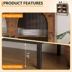 Madia Moderna in Rattan con Ante, Credenza Contenitore in Legno per Sala da Pranzo, Cucina con Piedini in Metallo