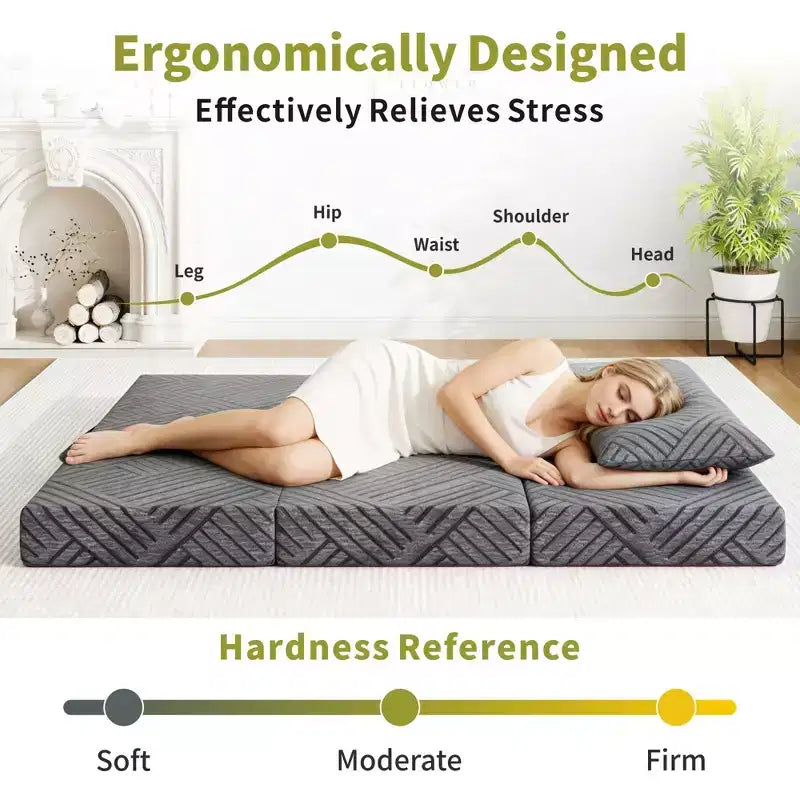 Materasso pieghevole in memory foam con certificazione CertiPUR-US, multiuso e lavabile in lavatrice