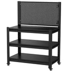 Scaffalatura in Metallo Resistente a 3 Ripiani con Pannello Forato, 18 kg - Scaffale Industriale Regolabile per Garage, Cucina, Dispensa e Giardino
