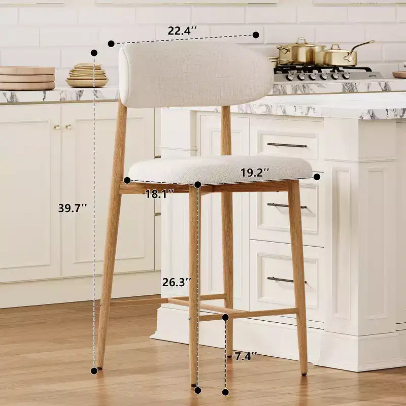 Sgabelli da bancone Tiphaine Mid-Century Modern imbottiti in metallo
