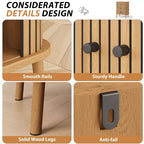 Cassettiera, Mobile a 3 cassetti moderno di metà secolo con anta scorrevole in vimini e gambe in legno, Rovere