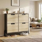 4 Flip Drawer Narrow Shoe Cabinet, Freestanding Entryway Storage with Adjustable Shelves & Metal Legs, Slim Organizer for Hallway & Living Room
