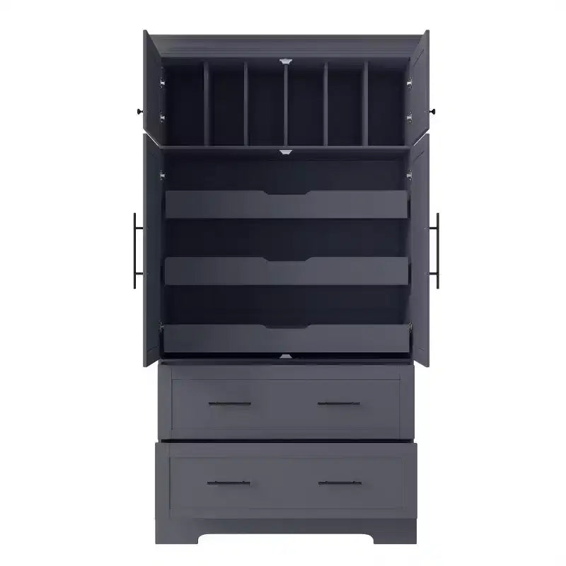 Dispensa da cucina a colonna con 2 cassetti, 2 vassoi estraibili, spazio per teglie da forno, stile rustico - Panipeachy