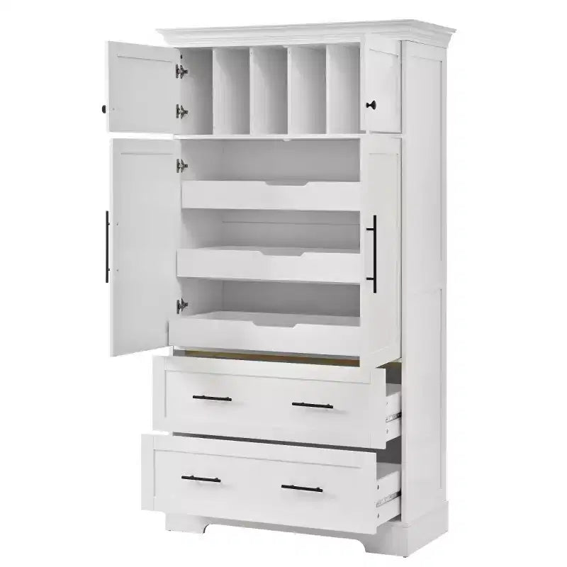 Dispensa da cucina a colonna con 2 cassetti, 2 vassoi estraibili, spazio per teglie da forno, stile rustico - Panipeachy