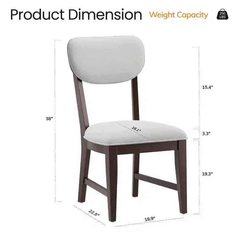 Sedie da pranzo in legno massello con schienale ergonomico e cuscino spesso 3,3", per sala da pranzo e soggiorno