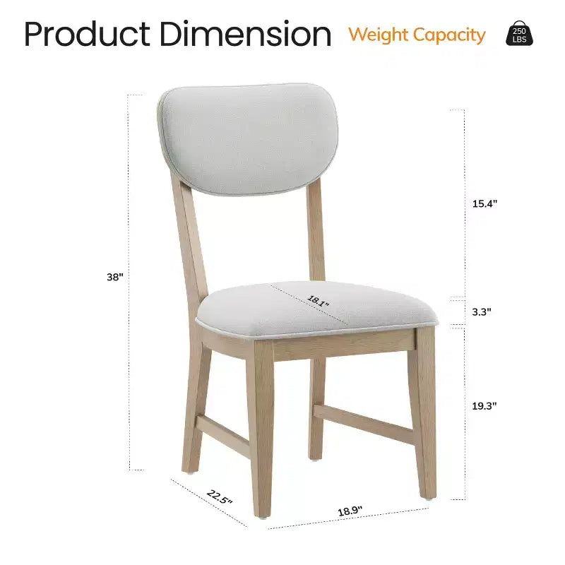 Sedie da pranzo in legno massello con schienale ergonomico e cuscino spesso 3,3", per sala da pranzo e soggiorno