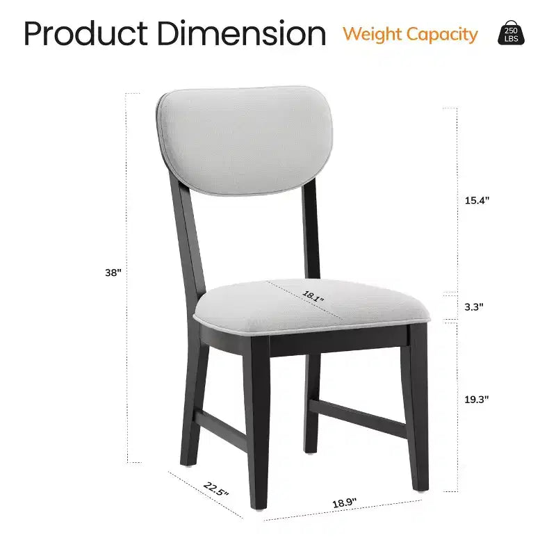 Sedie da pranzo in legno massello con schienale ergonomico e cuscino spesso 3,3", per sala da pranzo e soggiorno