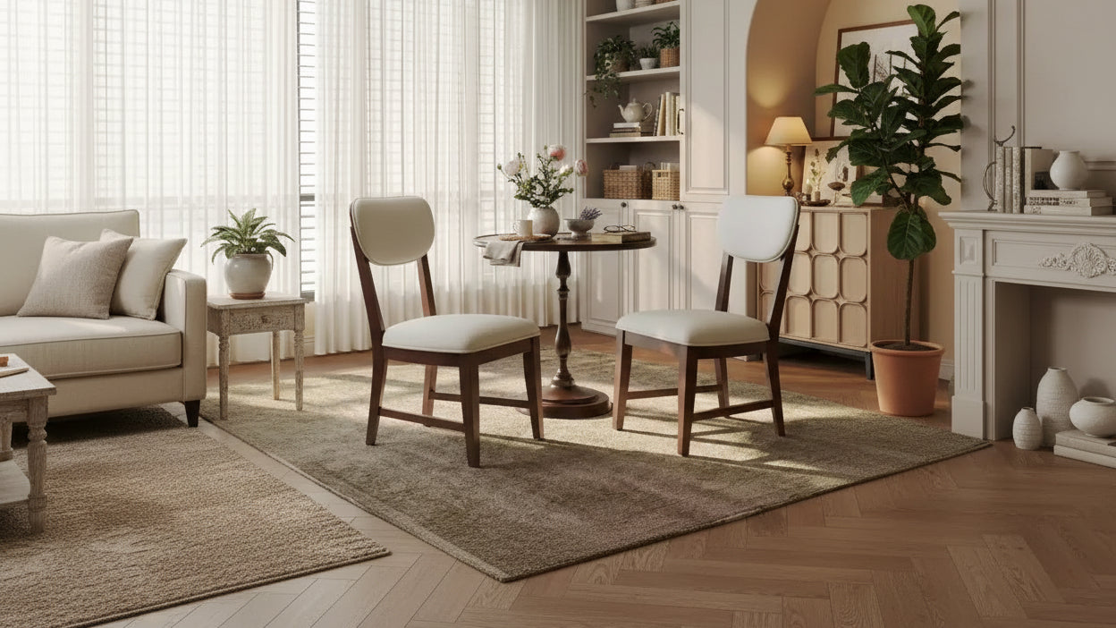 Sedie da pranzo in legno massello con schienale ergonomico e cuscino spesso 3,3", per sala da pranzo e soggiorno