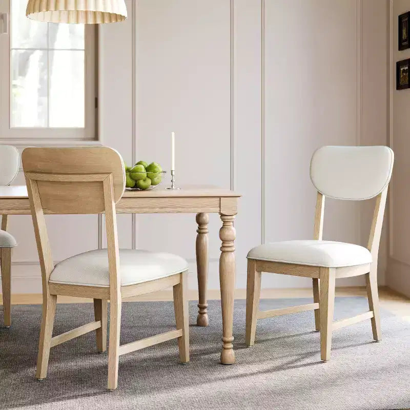 Sedie da pranzo in legno massello con schienale ergonomico e cuscino spesso 3,3", per sala da pranzo e soggiorno