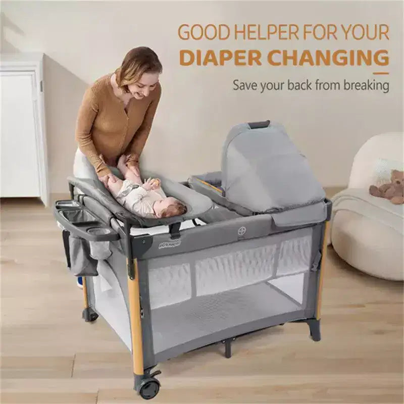 Culla Co-Sleeping 7 in 1 per Neonato, Centro Asilo Nido Tutto in Uno, Colore Grigio, Con Fasciatoio