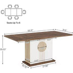 Tavolo da pranzo rettangolare 55 per 4-6 persone, tavolo da pranzo in legno stile rustico per cucina, sala da pranzo e soggiorno, rovere marrone e bianco