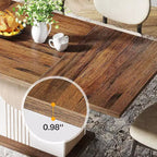 Tavolo da pranzo rettangolare 55 per 4-6 persone, tavolo da pranzo in legno stile rustico per cucina, sala da pranzo e soggiorno, rovere marrone e bianco