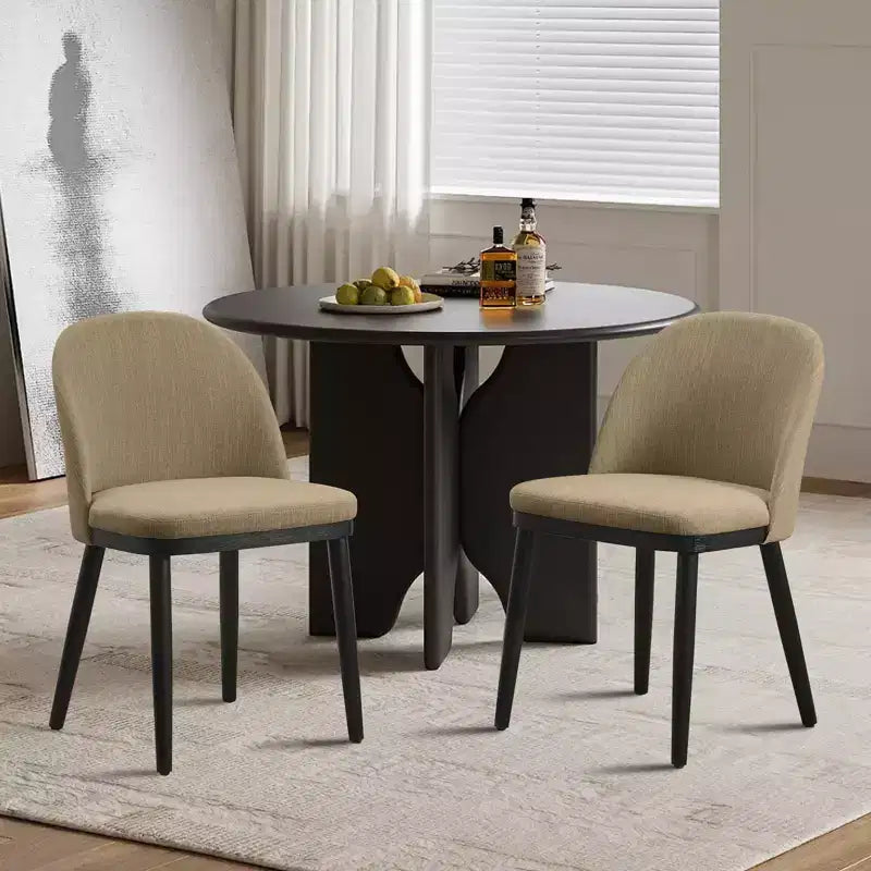Sedie da pranzo moderne in tessuto, sedie laterali imbottite con schienale curvo e gambe in legno, seduta comoda per sala da pranzo e cucina