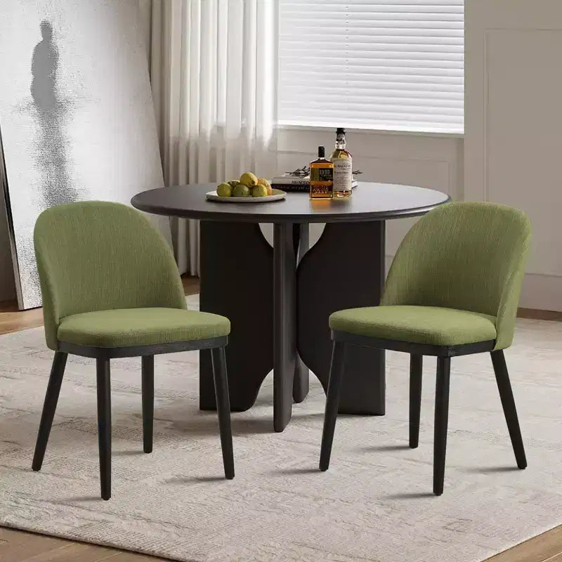 Sedie da pranzo moderne in tessuto, sedie laterali imbottite con schienale curvo e gambe in legno, seduta comoda per sala da pranzo e cucina