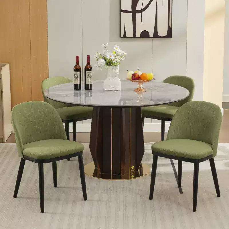 Sedie da pranzo moderne in tessuto, sedie laterali imbottite con schienale curvo e gambe in legno, seduta comoda per sala da pranzo e cucina