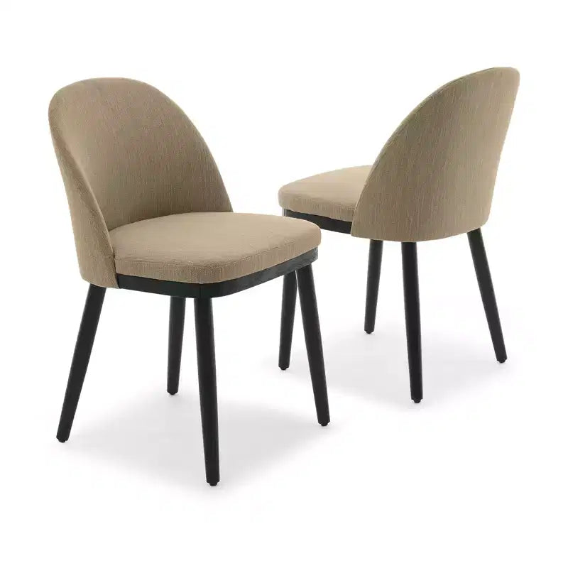 Sedie da pranzo moderne in tessuto, sedie laterali imbottite con schienale curvo e gambe in legno, seduta comoda per sala da pranzo e cucina