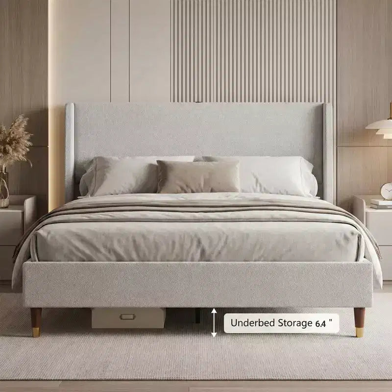 Letto contenitore imbottito moderno