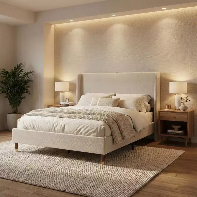 Letto contenitore imbottito moderno