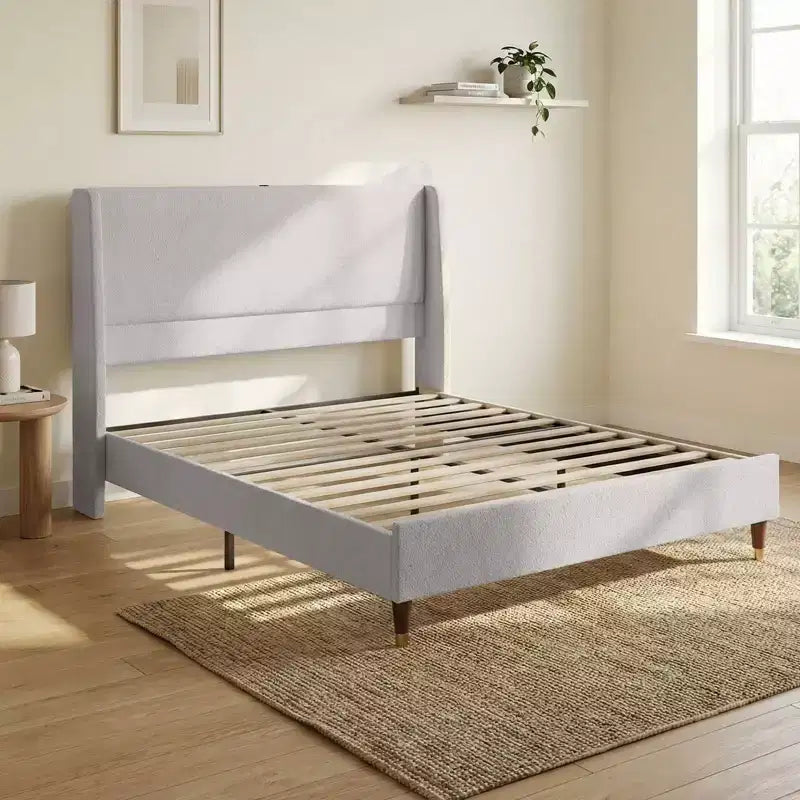 Letto contenitore imbottito moderno