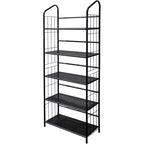 Metal Utility Bookcase Bookshelf Rack Black Finish