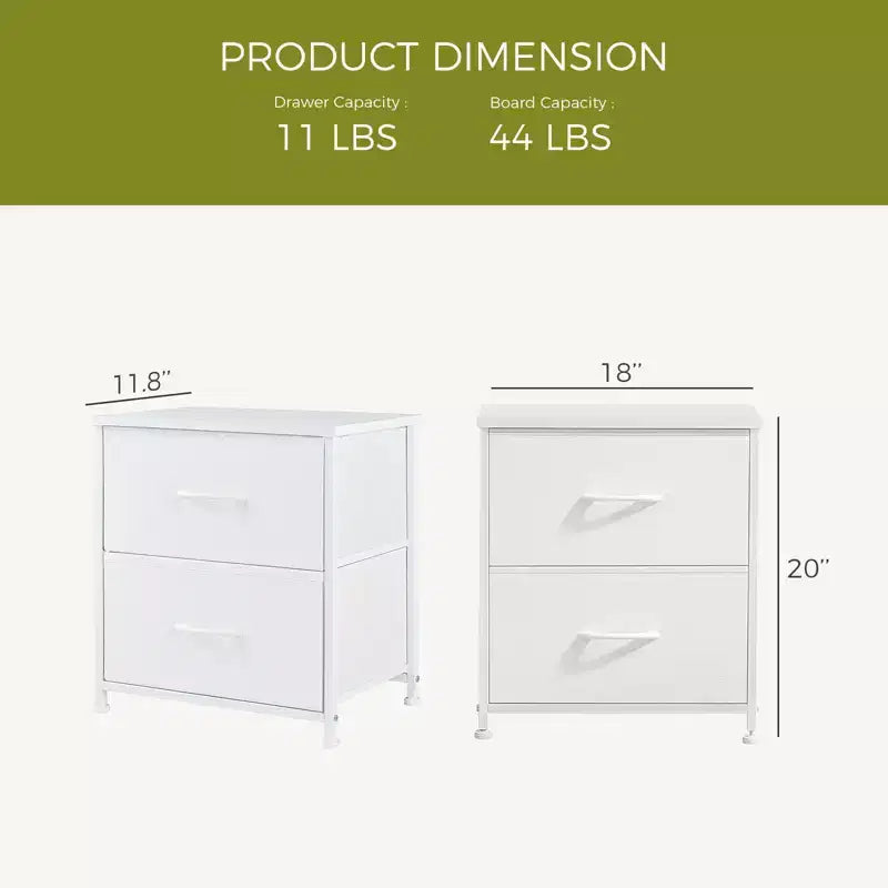 Comodino a 2 cassetti