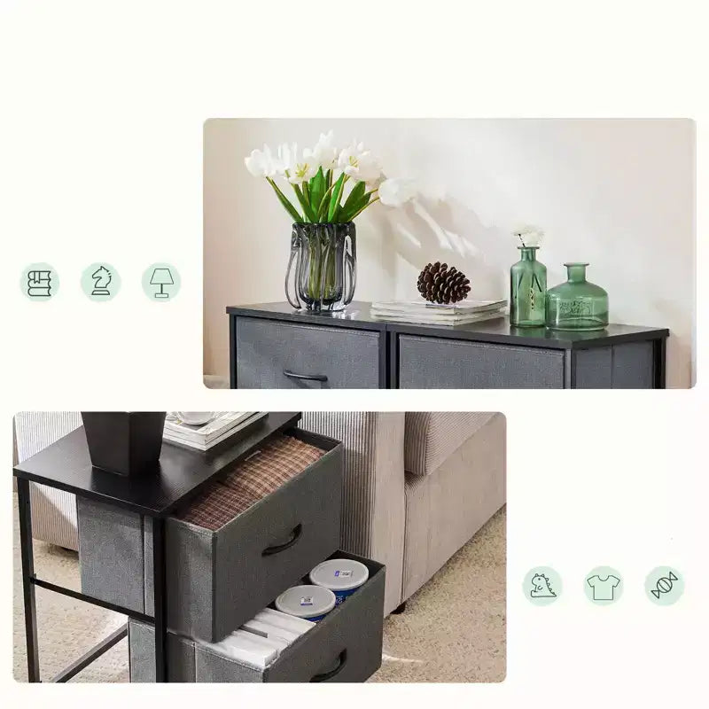 Comodino a 2 cassetti