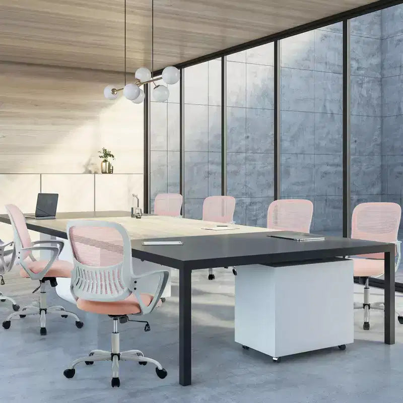 Sedia da ufficio/gaming ergonomica moderna in rete con supporto lombare e braccioli fissi